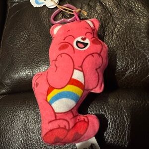Pink Care Bear Plush Keychain